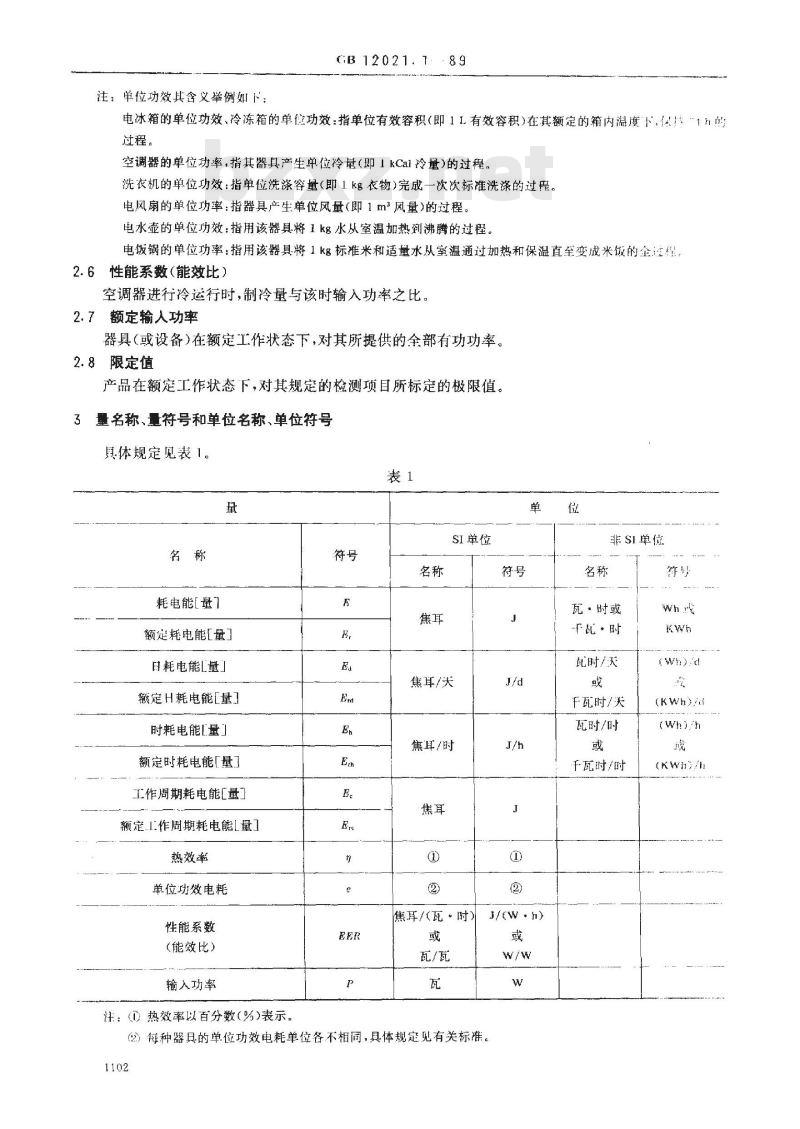 GB/T 12021.1-1989 家用和类似用途电器电耗(效率)限定值及测定方法 编制通则