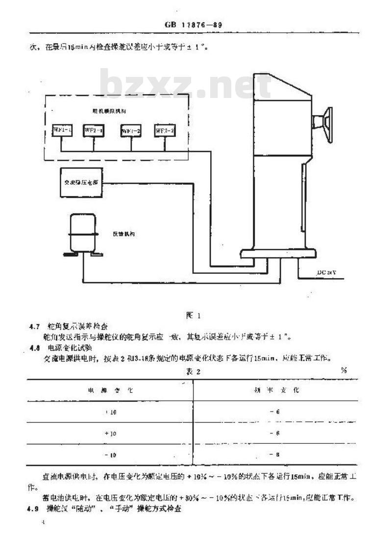 GB 11876-1989 船用随动操舵仪通用技术条件