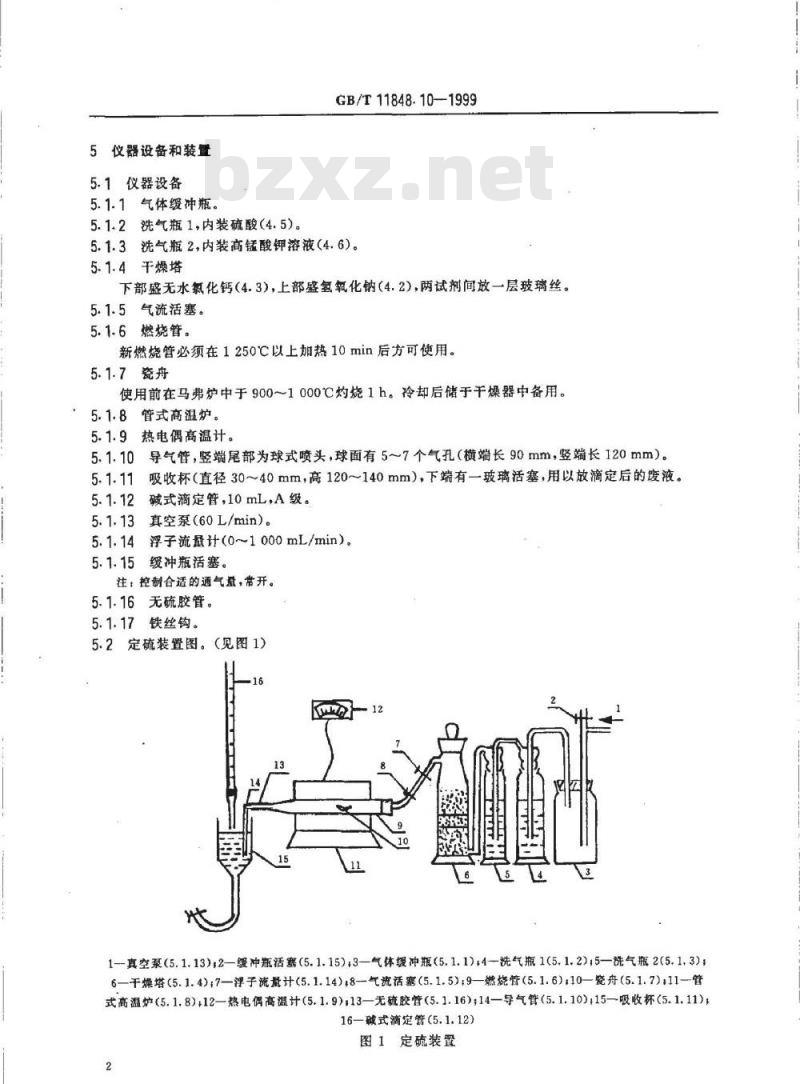 GB/T 11848.10-1999 铀矿石浓缩物中硫的测定 燃烧--碘量法