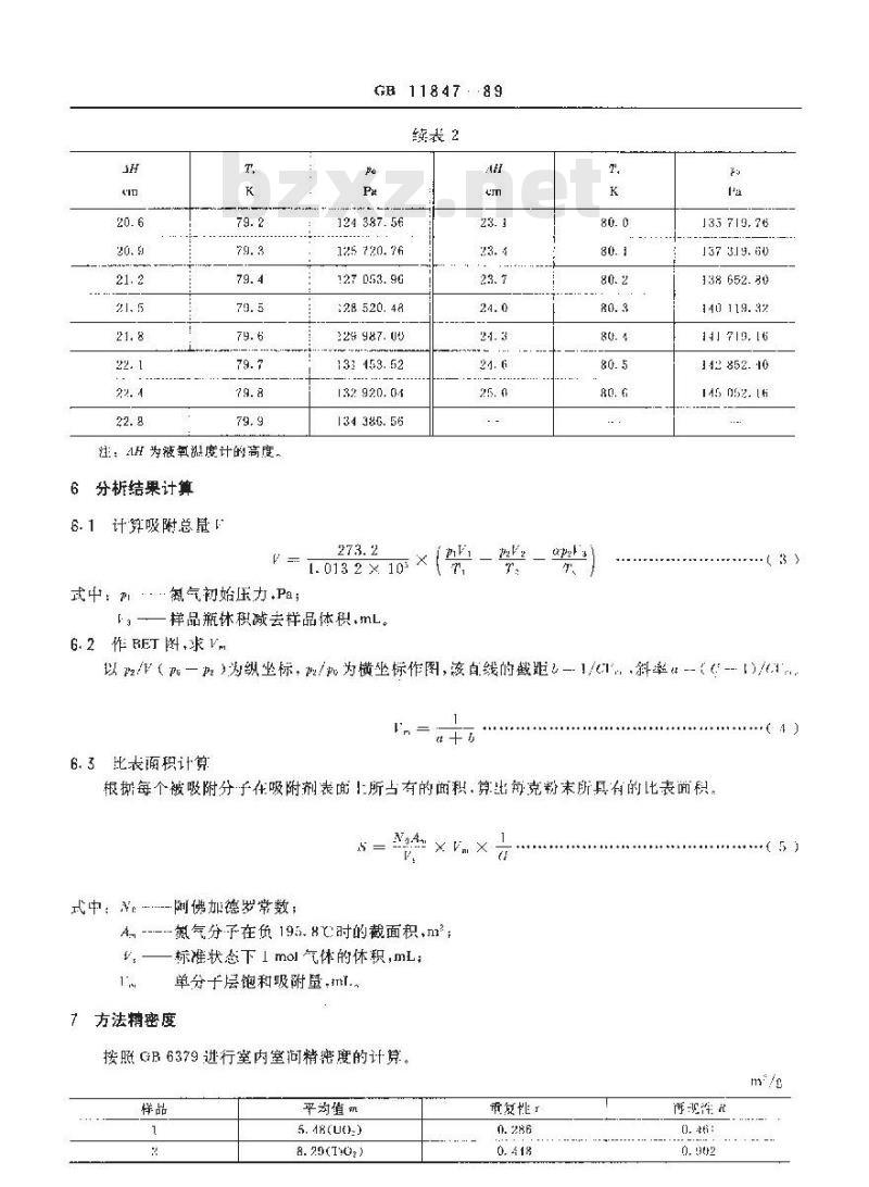 GB/T 11847-1989 二氧化铀粉末比表面积测定 多点BET法