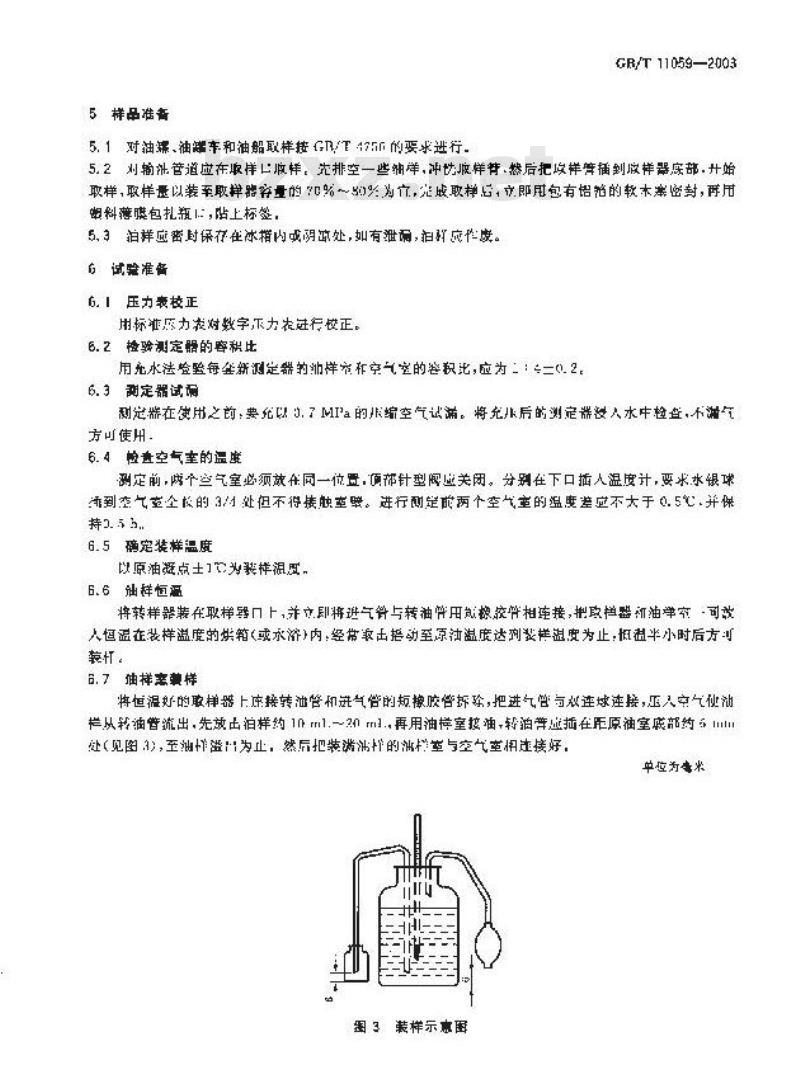 GB/T 11059-2003 原油饱和蒸气压的测定 参比法