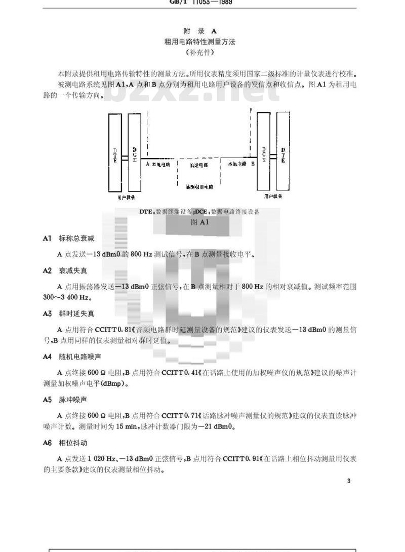 GB/T 11053-1989 特定带宽特殊质量租用电路特性