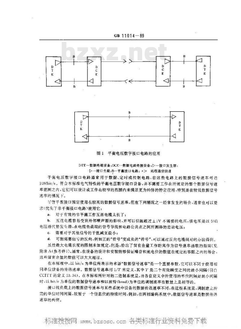 GB/T 11014-1989 平衡电压数字接口电路的电气特性