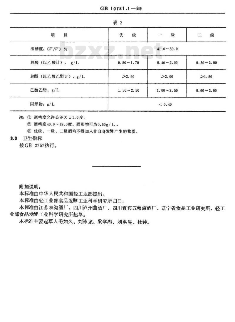GB/T 10781.1-1989 浓香型白酒