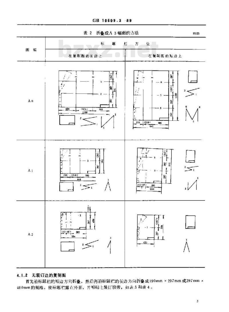GB 10609.3-1989 技术制图 复制图的折叠方法