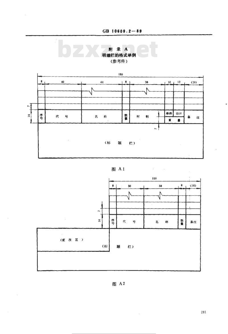 GB 10609.2-1989 技术制图 明细栏