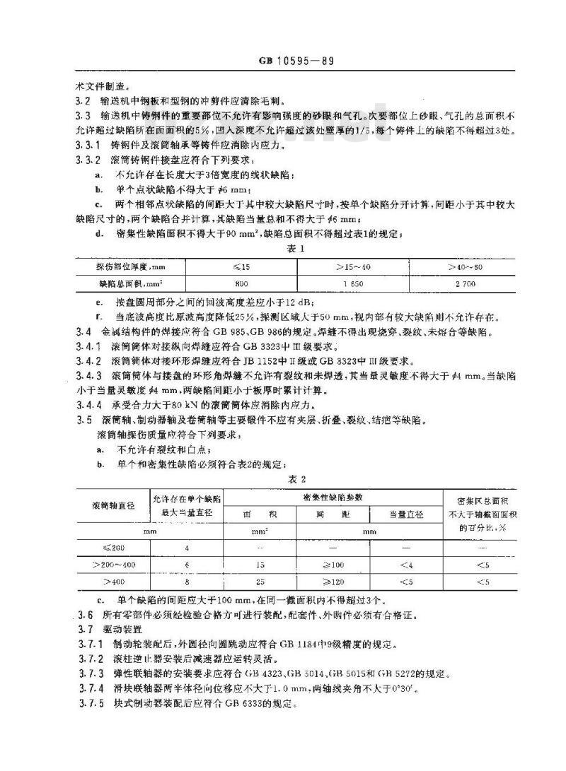 GB 10595-1989 带式输送机 技术条件