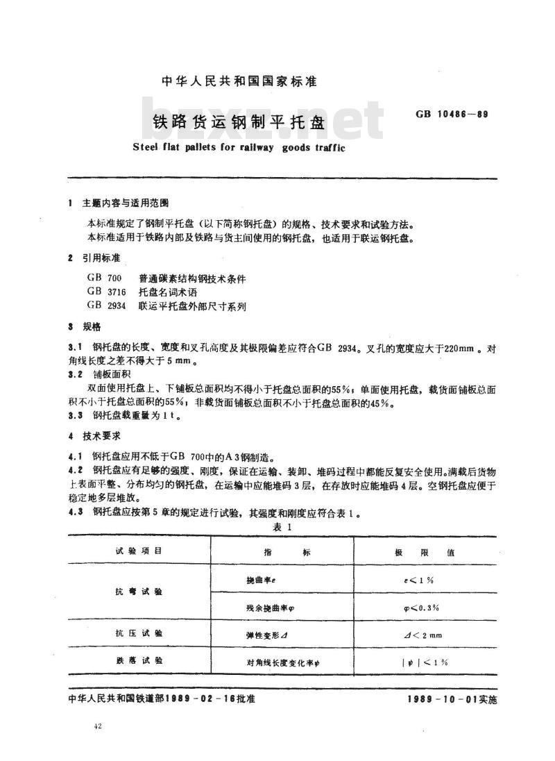 GB 10488-1989 双曲可调钢模板