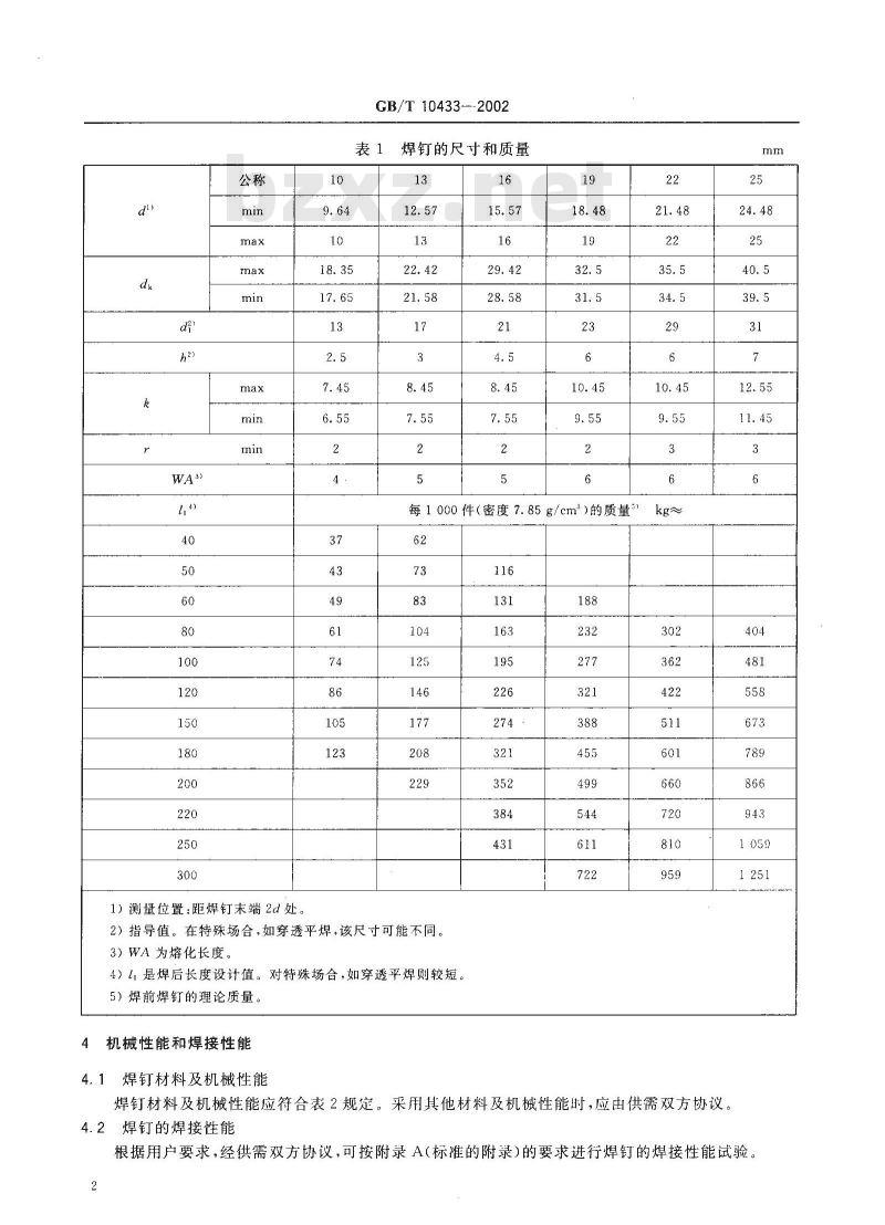 GB/T 10433-2002 电弧螺柱焊用圆柱头焊钉