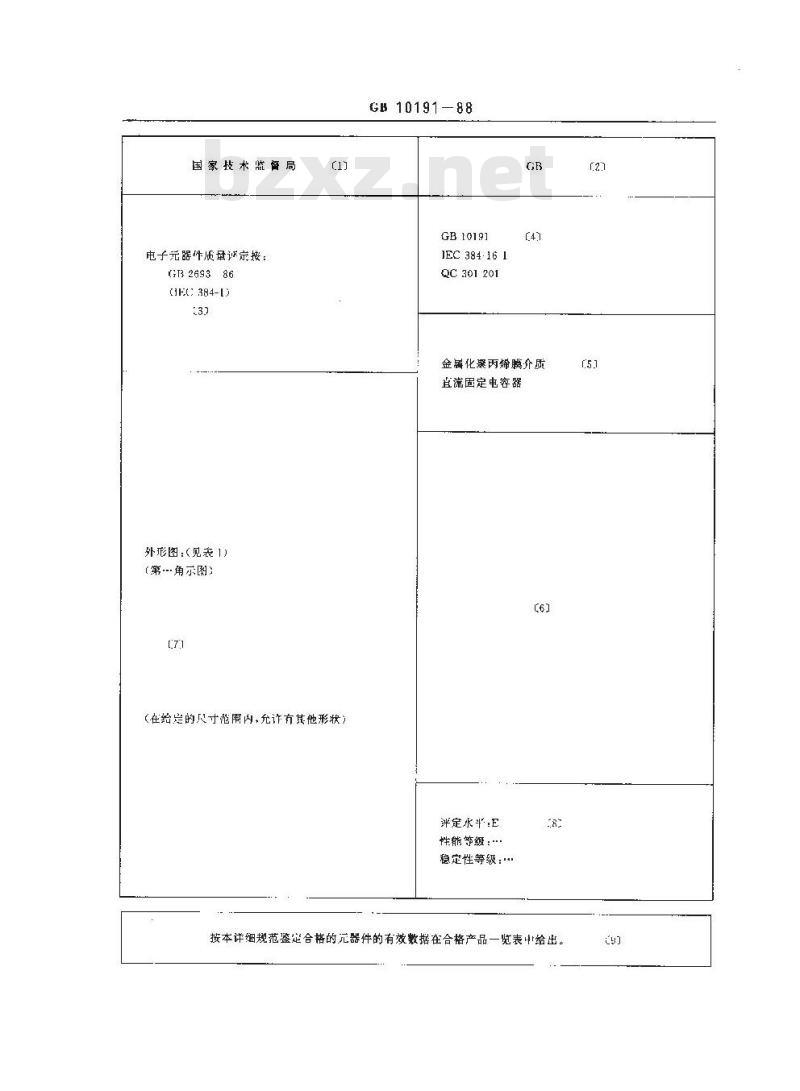 GB 10191-1988 电子设备用固定电容器 第16部分:空白详细规范: 金属化聚丙烯膜介质直流固定电容器 评定水平E(可供认证用)