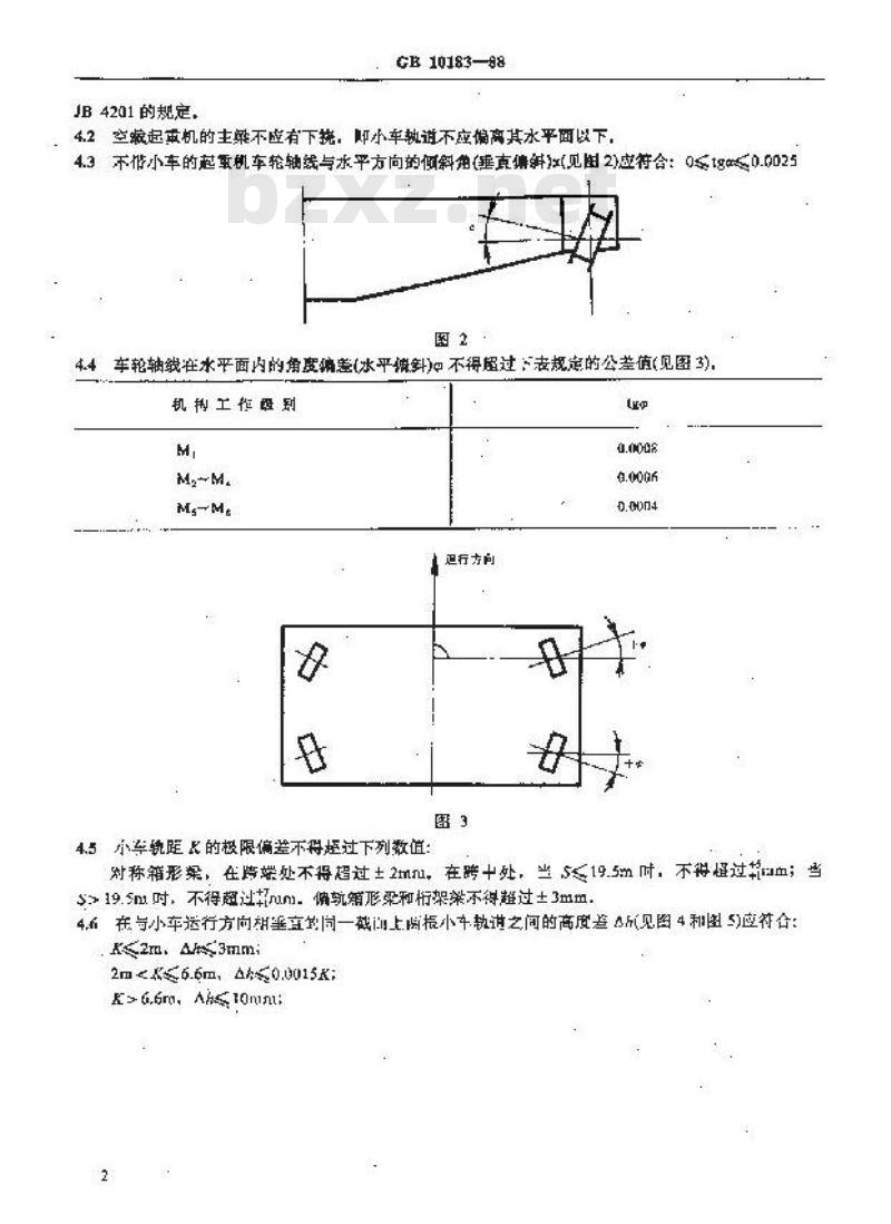 GB/T 10183-1988 桥式和门式起重机制造及轨道安装公差