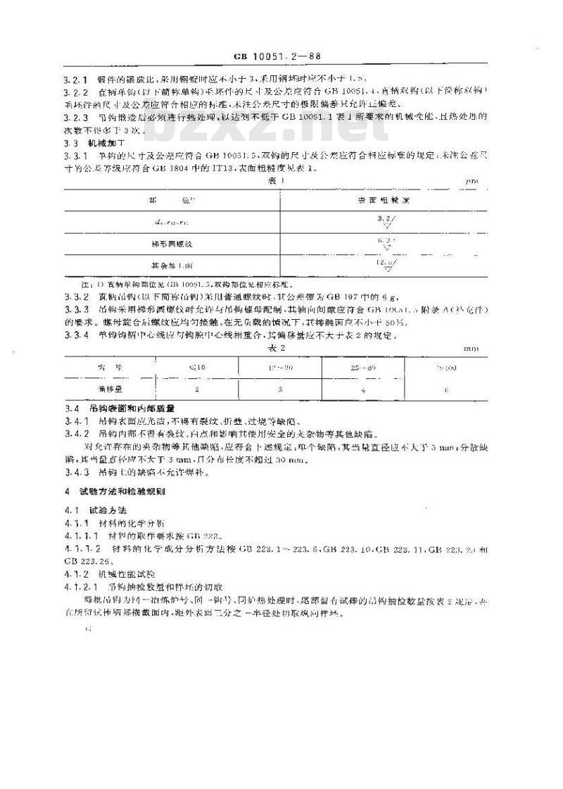 GB/T 10051.2-1988 起重吊钩 直柄吊钩技术条件
