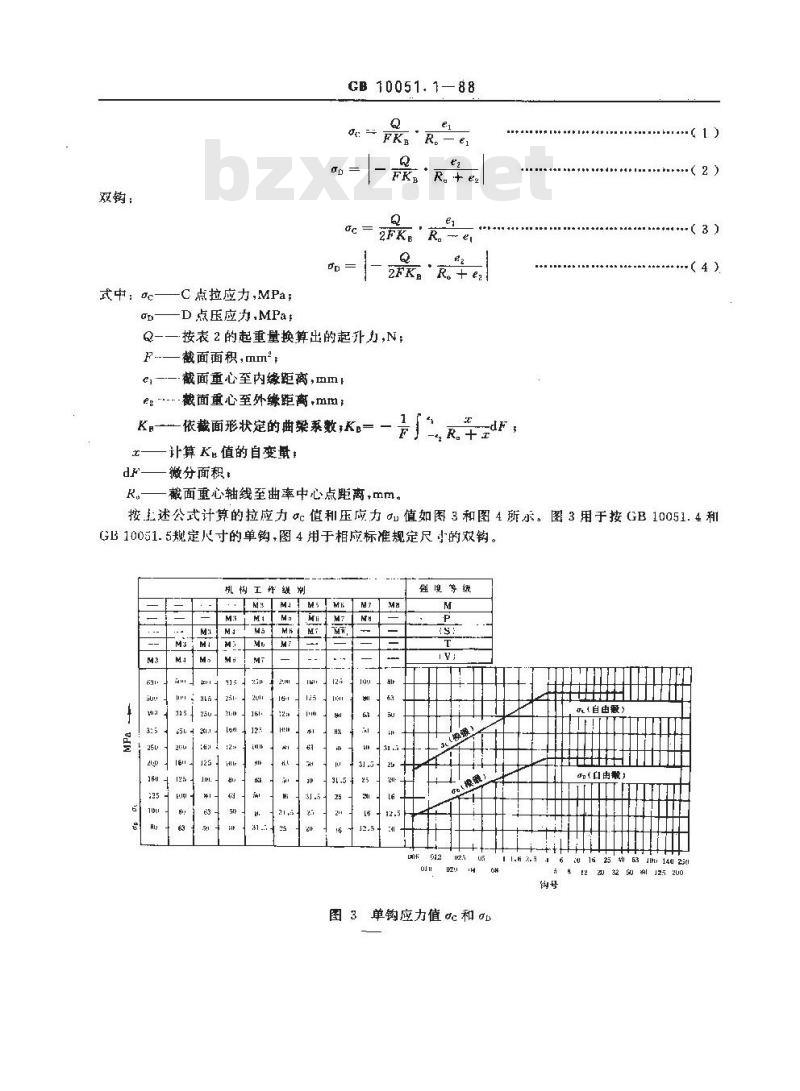 GB/T 10051.1-1988 起重吊钩 机械性能、起重量、应力及材料