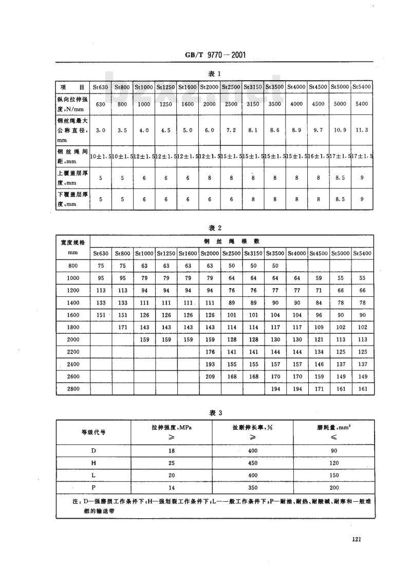 GB/T 9770-2001 普通用途钢丝绳芯输送带