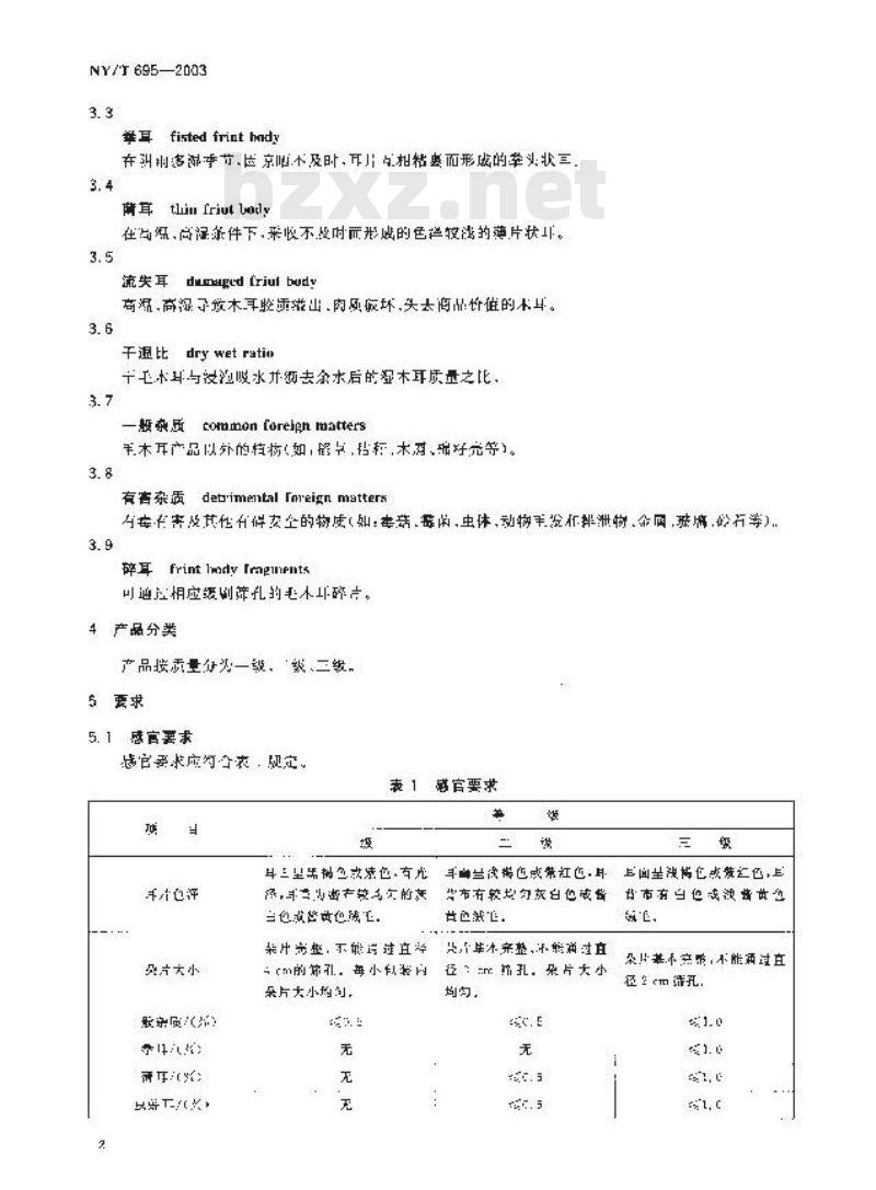 NY/T 695-2003 毛木耳