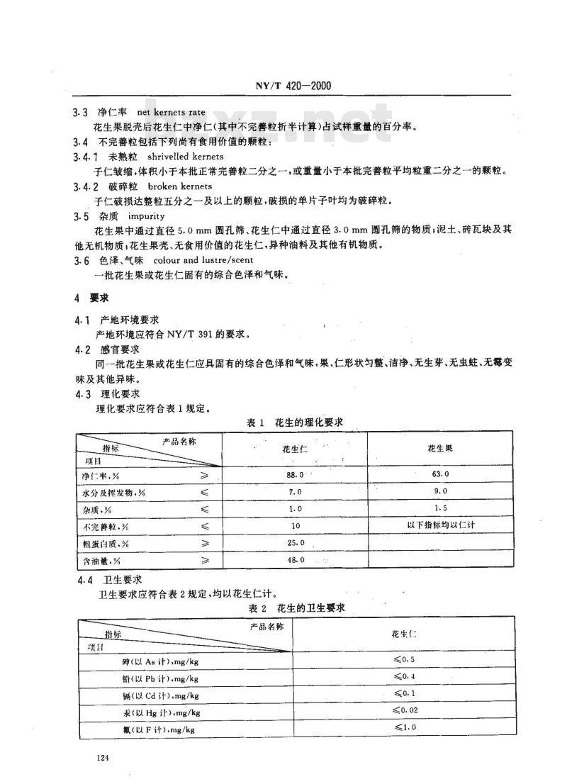NY/T 420-2000 绿色食品 花生(果、仁)
