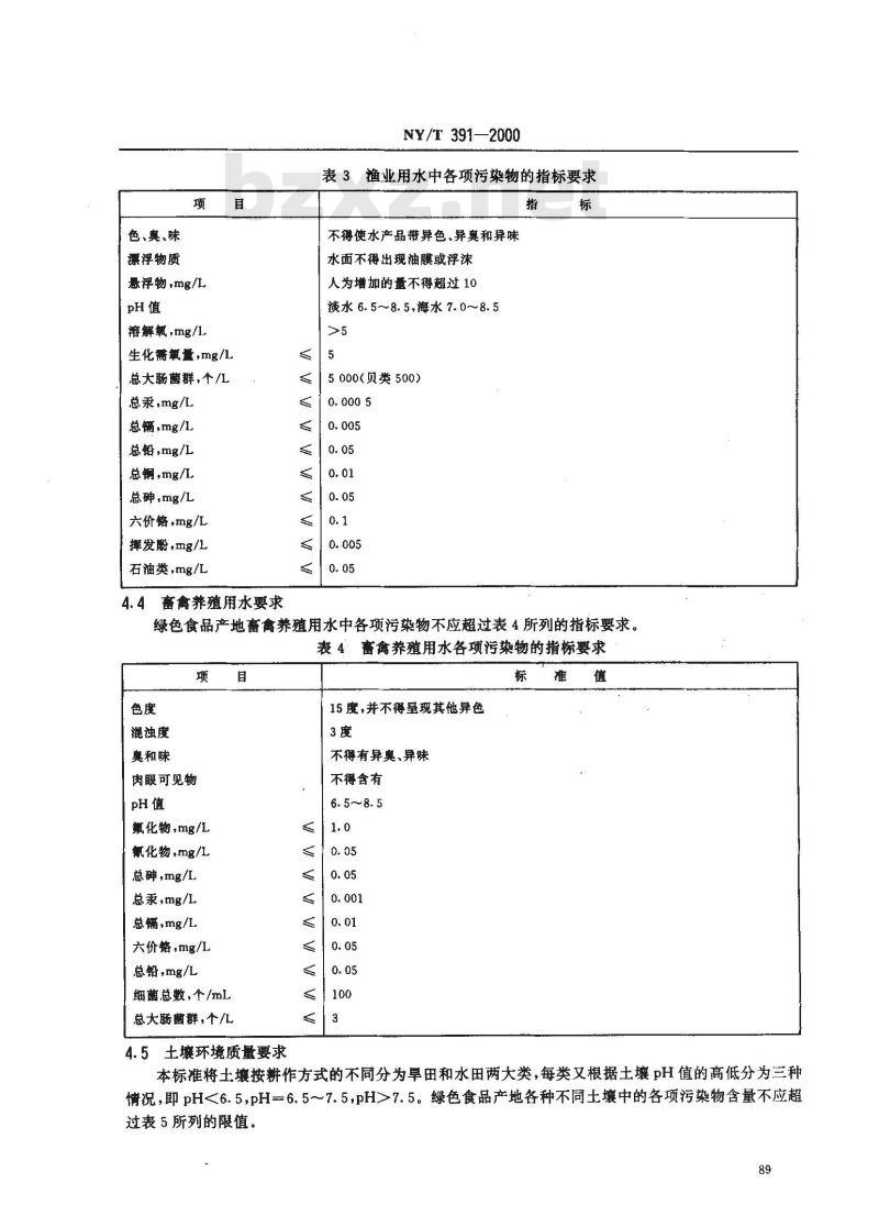 NY/T 391-2000 绿色食品 产地环境技术条件