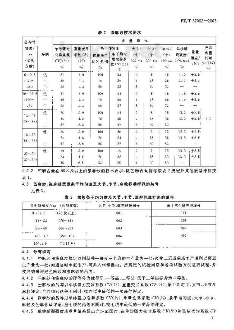 FZ/T 32002-2003 苎麻本色纱