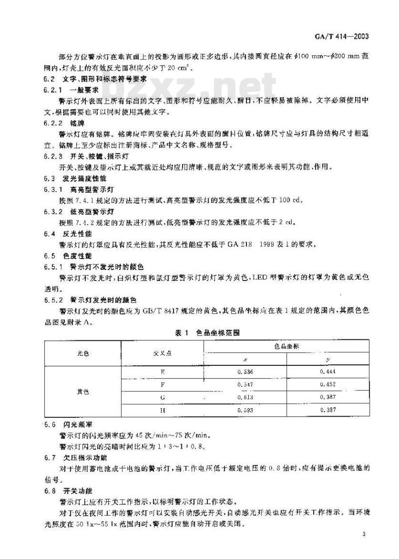 GA/T 414-2003 道路交通危险警示灯
