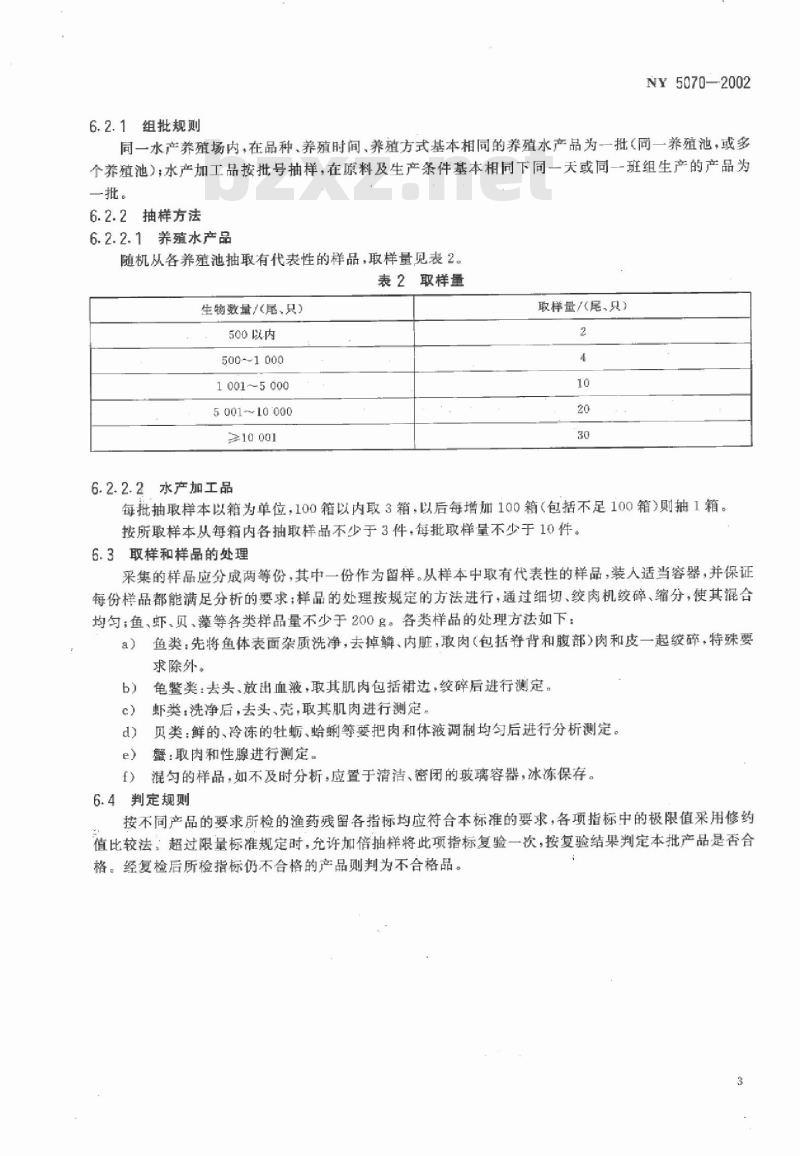 NY 5070-2002 无公害食品 水产品中渔药残留限量