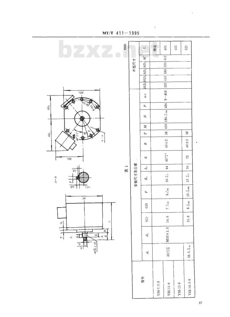 MT/T 411-1995 YBI系列装岩机用隔爆型三相异步电动机