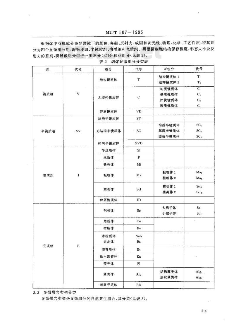MT/T 507-1995 煤岩分析方法一般规定
