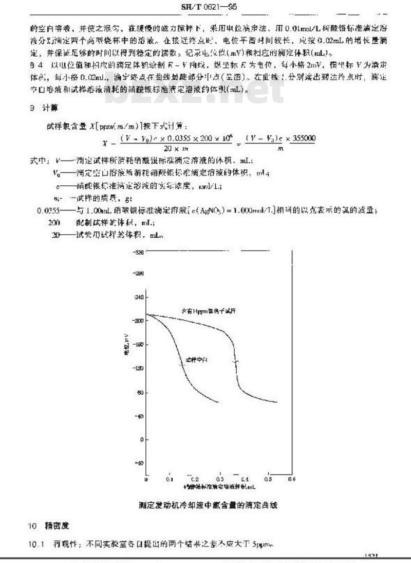 SH/T 0621-1995 发动机冷却液氯含量测定法