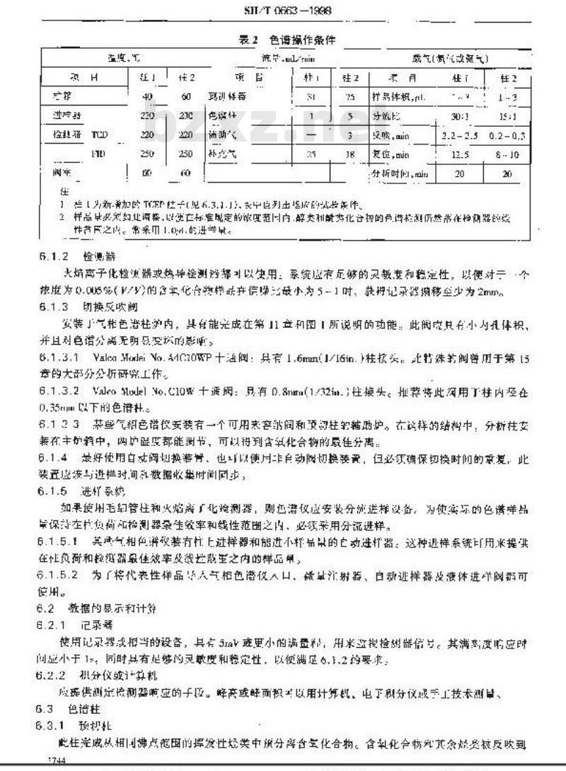 SH/T 0663-1998 汽油中某些醇类和醚类测定法(气相色谱法)