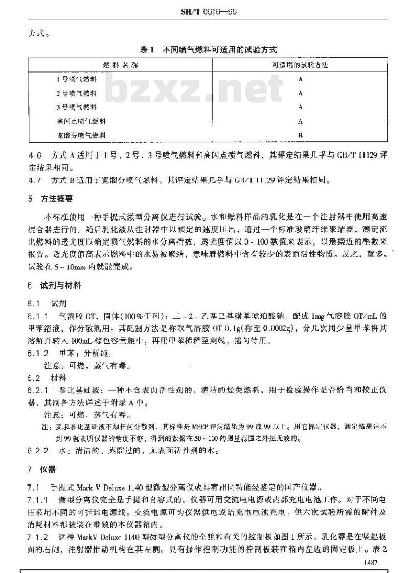 SH/T 0616-1995 喷气燃料水分离指数测定法(手提式分离仪法)