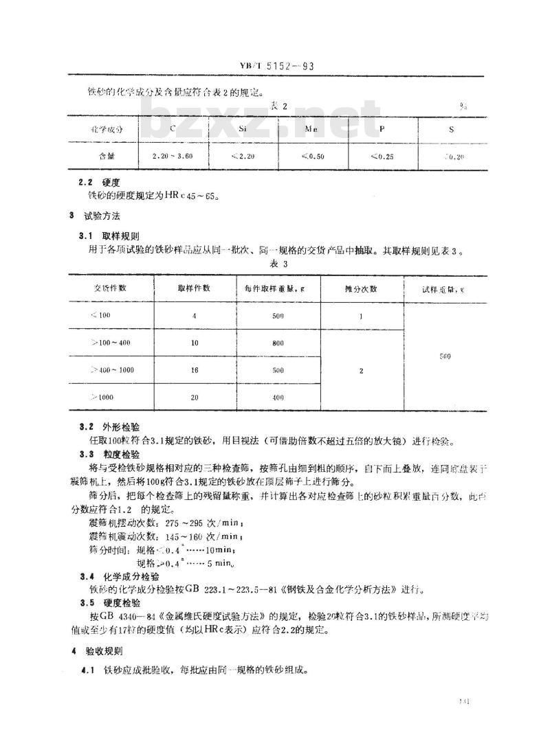 YB/T 5152-1993 铸铁砂