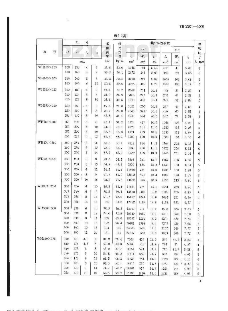 YB 3301-2005 焊接H型钢