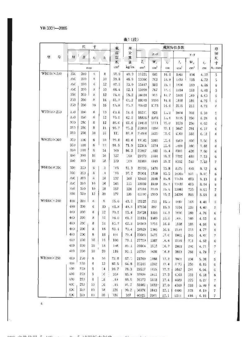 YB 3301-2005 焊接H型钢