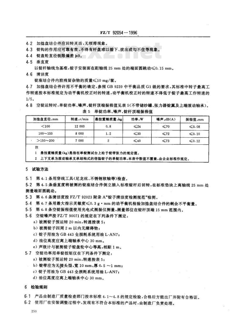 FZ/T 92054-1996 倍捻锭子