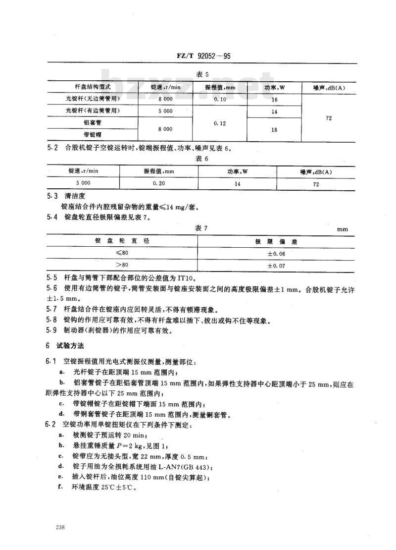 FZ/T 92052-1995 轴承内径φ12mm环锭锭子