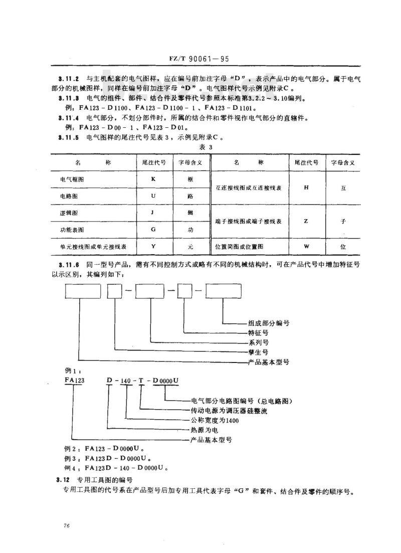 FZ/T 90061-1995 纺织机械 产品图样及设计文件编号