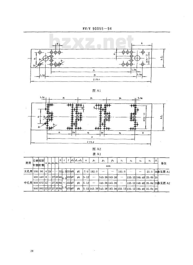 FZ/T 90055-1994 提花装置花筒规格