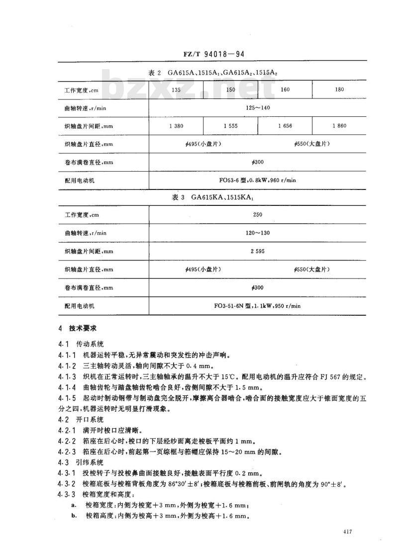 FZ/T 94018-1994 多梭箱(1×4)棉织机