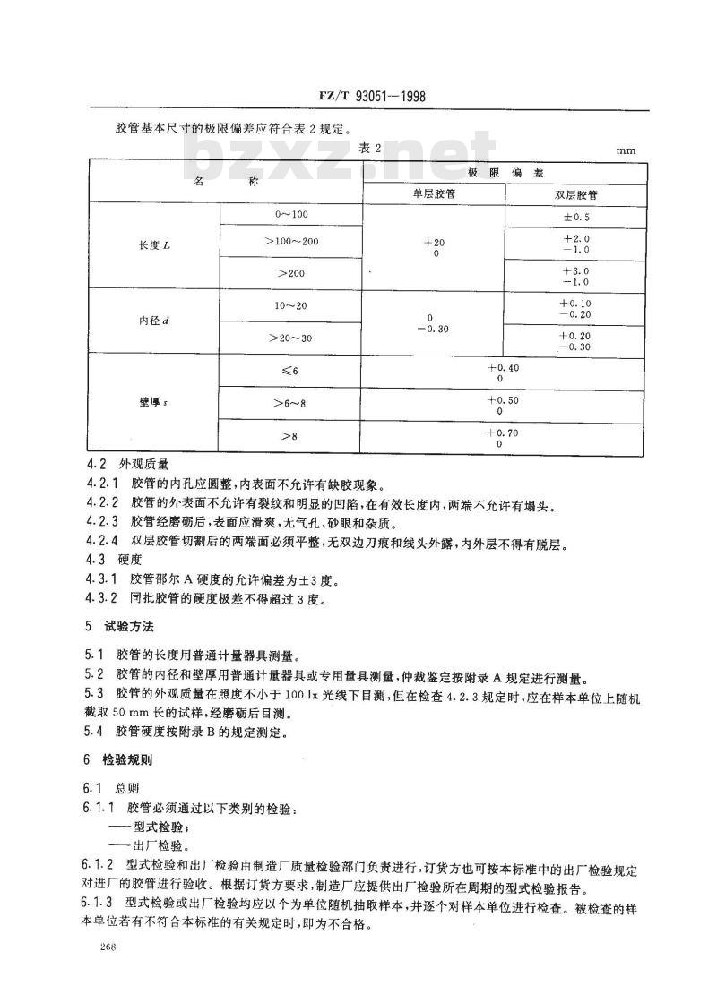 FZ/T 93051-1998 前纺和细纱机械上罗拉包覆物--胶管