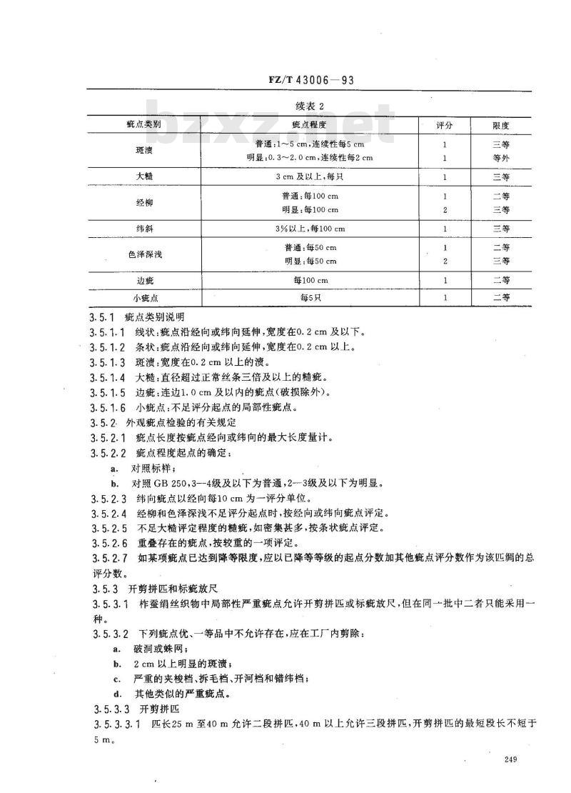 FZ/T 43006-1993 柞蚕绢丝织物