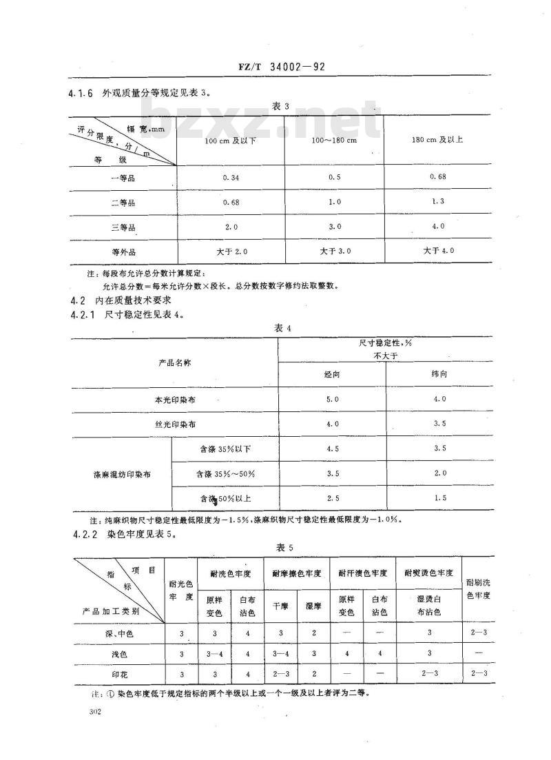 FZ/T 34002-1992 亚麻印染布