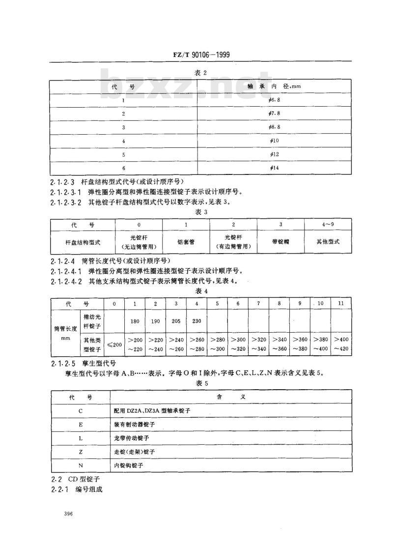 FZ/T 90106-1999 锭子型号编写规定