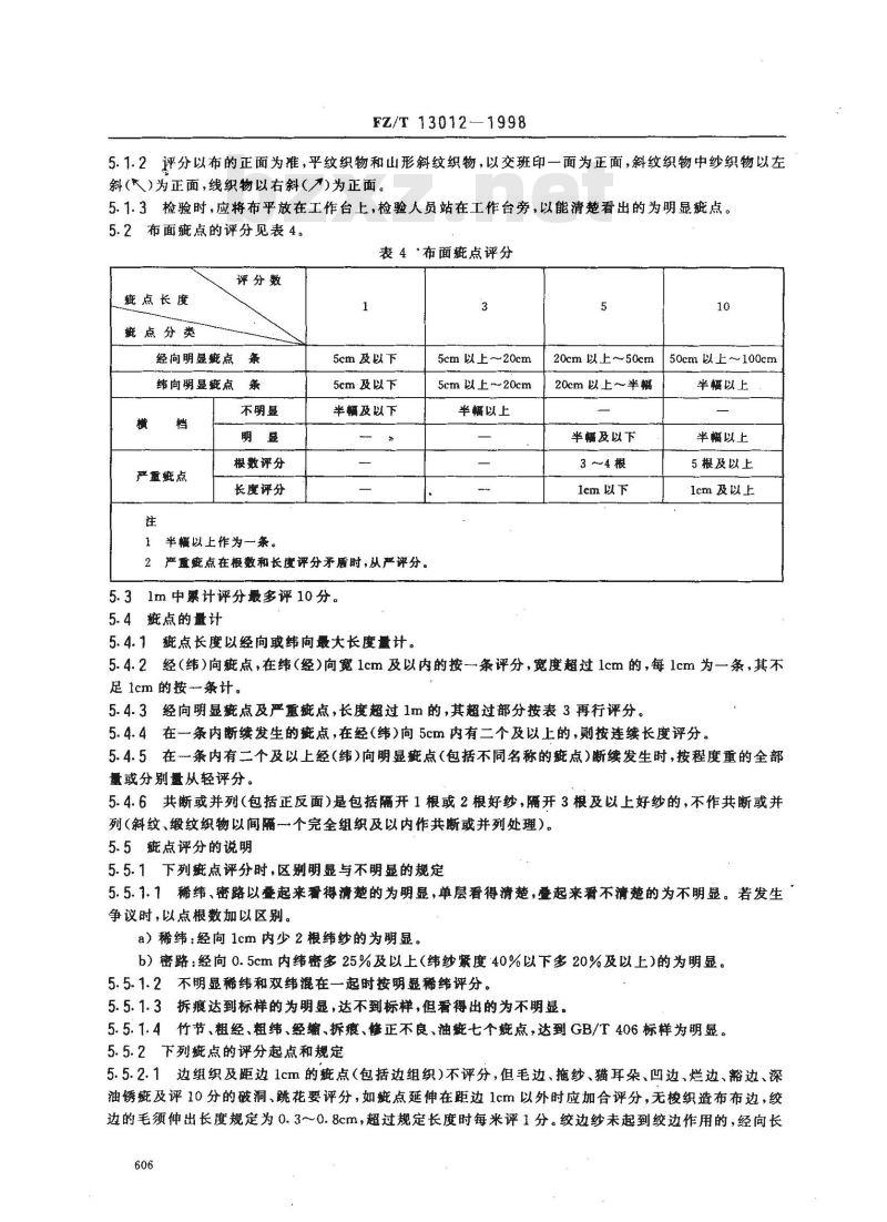 FZ/T 13012-1998 普梳涤与棉混纺本色布