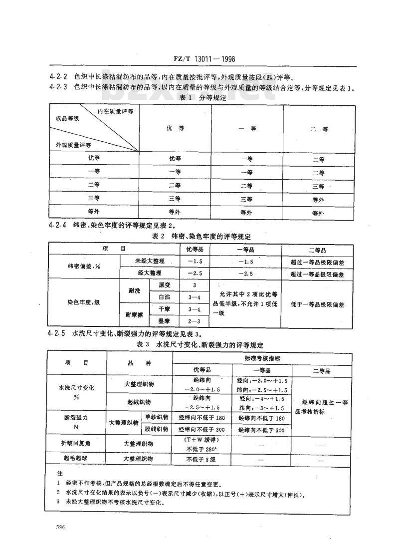 FZ/T 13011-1998 色织中长涤粘混纺布