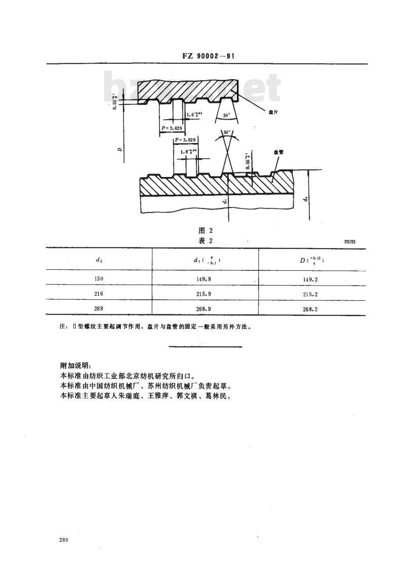 FZ/T 90002-1991 纺织机械 织轴螺纹牙型