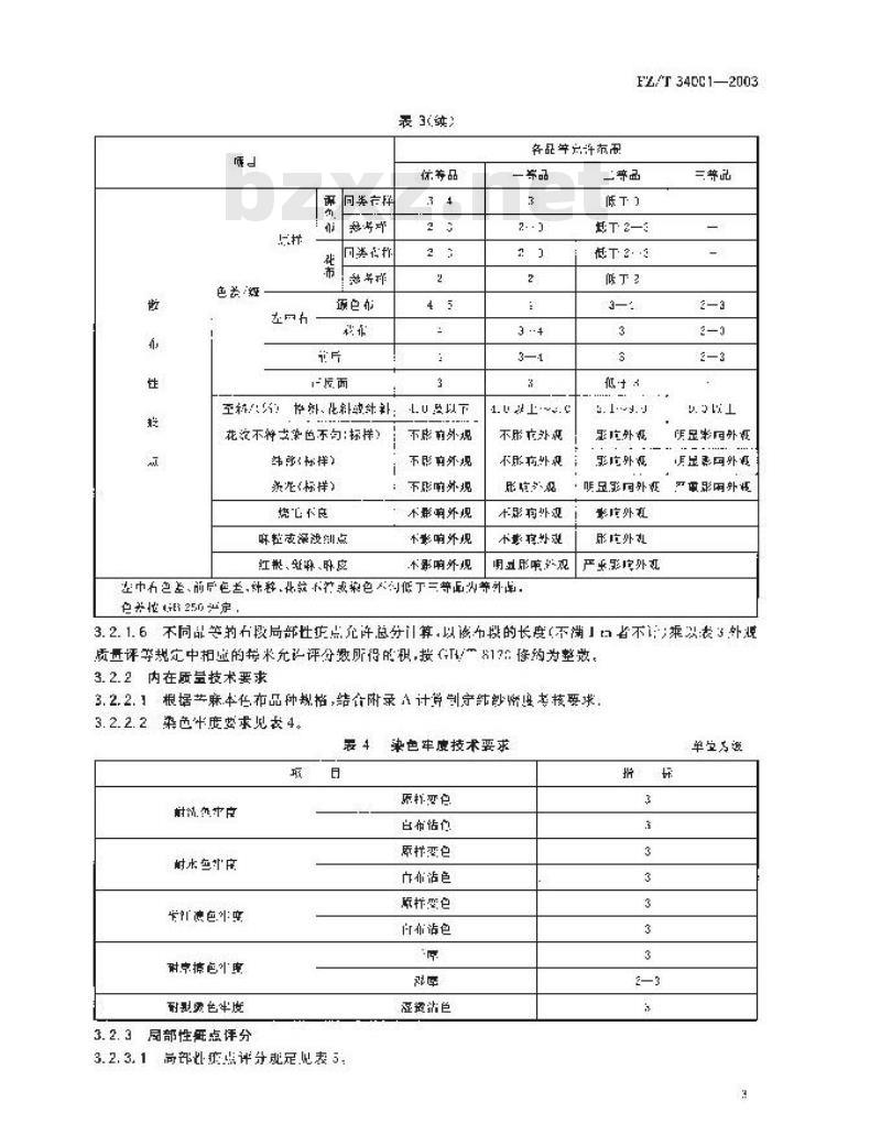 FZ/T 34001-2003 苎麻印染布