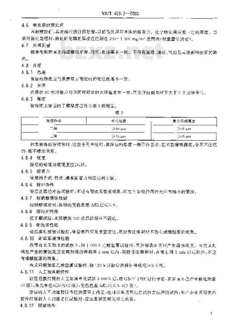 YS/T 429.2-2000 铝幕墙板 氟碳喷漆铝单板