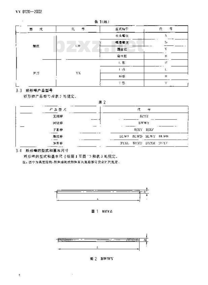 YY 0120-2002 骨接合植入物 金属矫形用棒