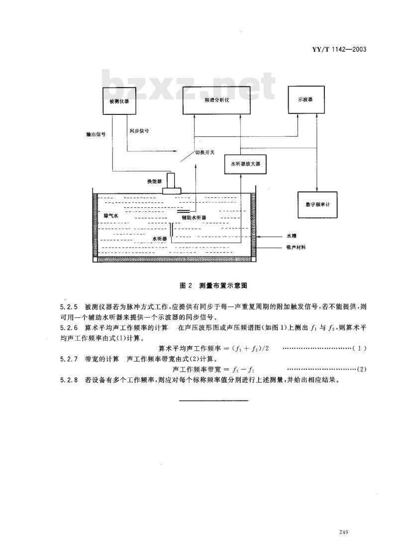 YY/T 1142-2003 医用超声诊断和监护设备频率特性的测试方法