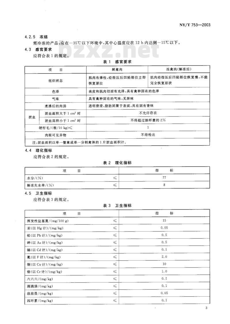 NY/T 753-2003 绿色食品 禽肉