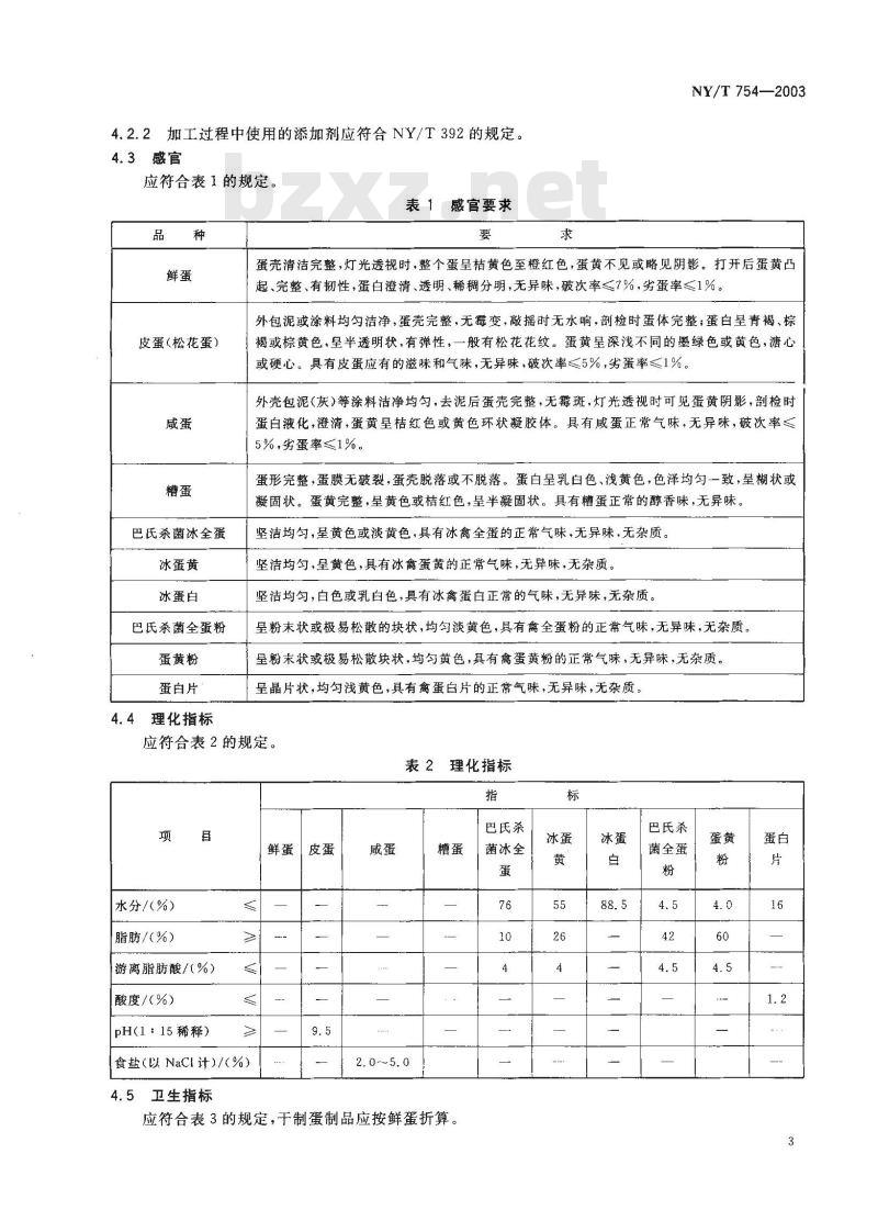 NY/T 754-2003 绿色食品 蛋与蛋制品